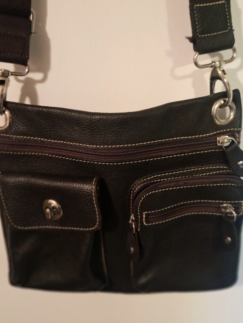 Roots Village Dark Brown Leather Messanger Crossbody Bag